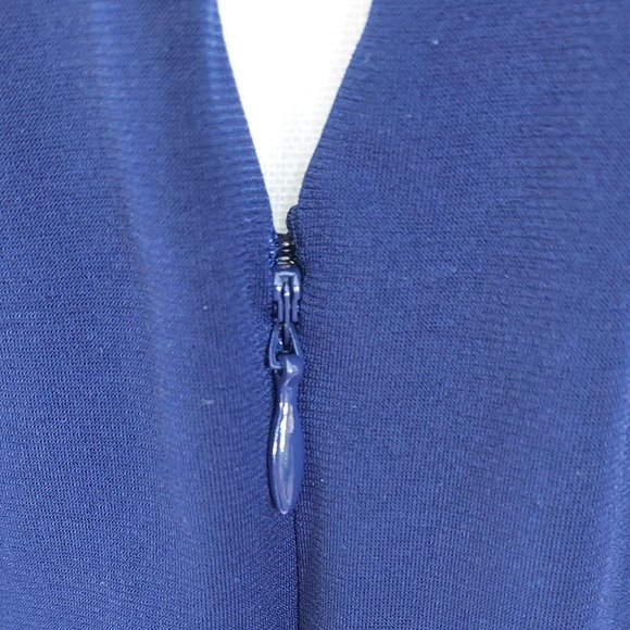 Laundry By Shelli Segal Women's Gold Chain Blouson Cocktail Dress Blue Size: 4 - Picture 6 of 11